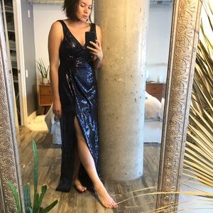 Vince Camuto Navy Sequin Gown